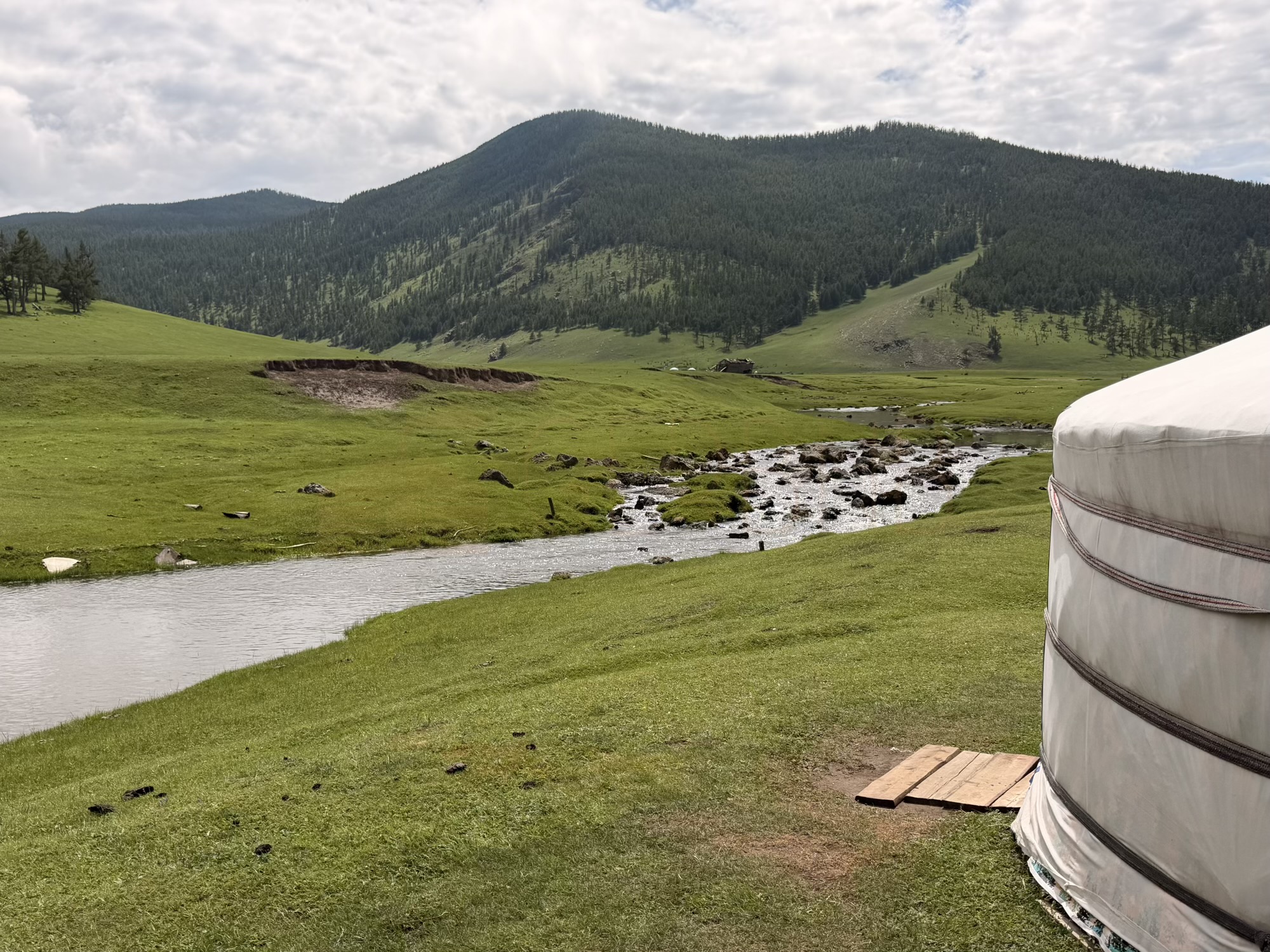 Sukhbat Orkhon Waterfall camp: A local river is directly in front of the guest ger. (Local river)
